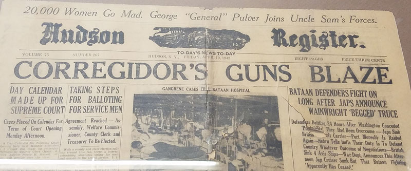 Antique newspaper clipping of Hudson Register in Hudson, NY.