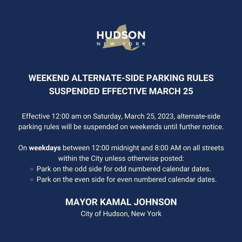 parking in the city of hudson
